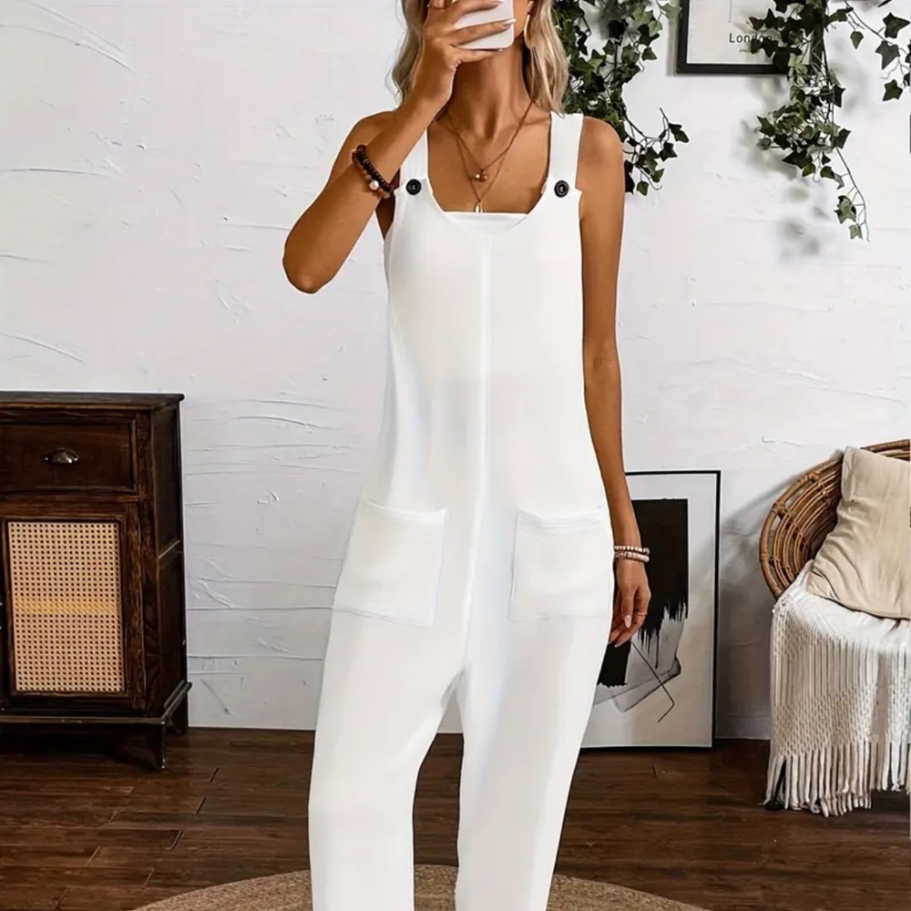 Women's White Jumpsuit size medium NWOT new overalls summer outfit CIDER